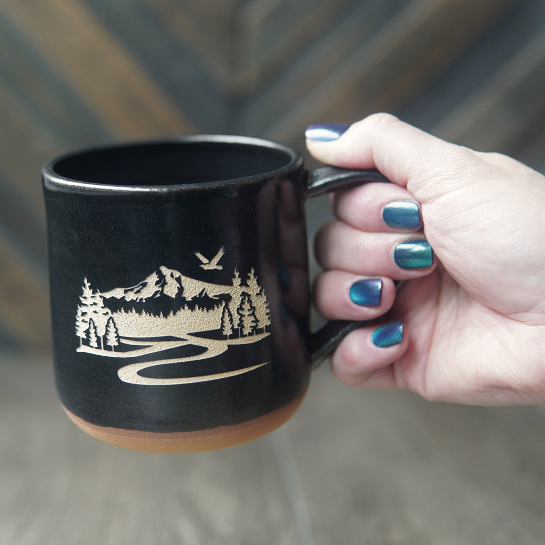 Mount Hood Mug, Farmhouse Style Handmade Pottery