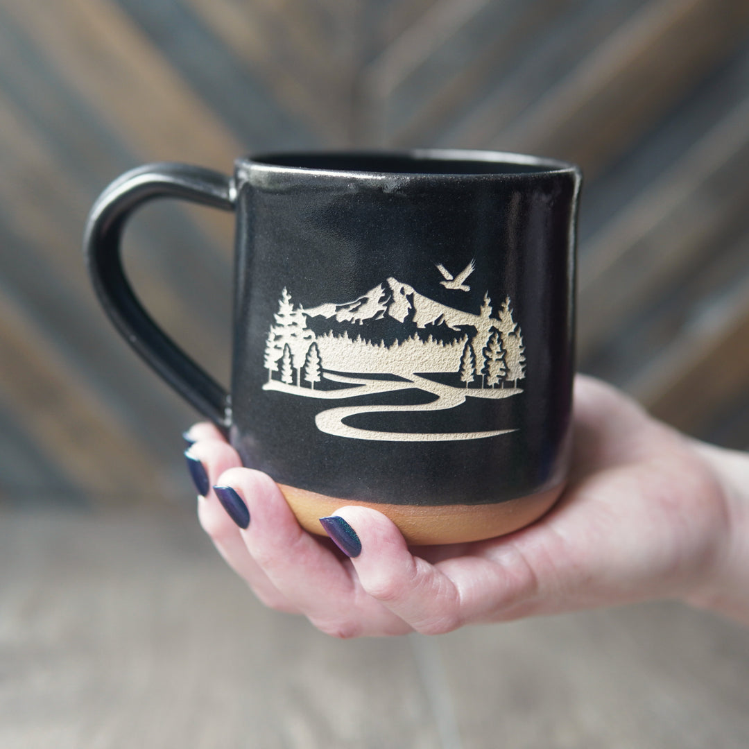 Mount Hood Mug, Farmhouse Style Handmade Pottery
