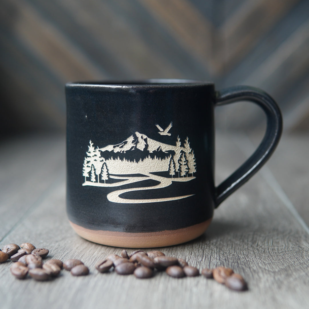 Mount Hood Mug, Farmhouse Style Handmade Pottery