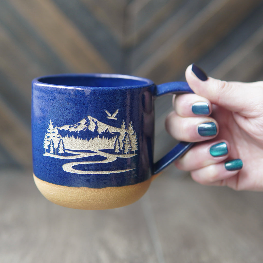 Mount Hood Mug, Farmhouse Style Handmade Pottery