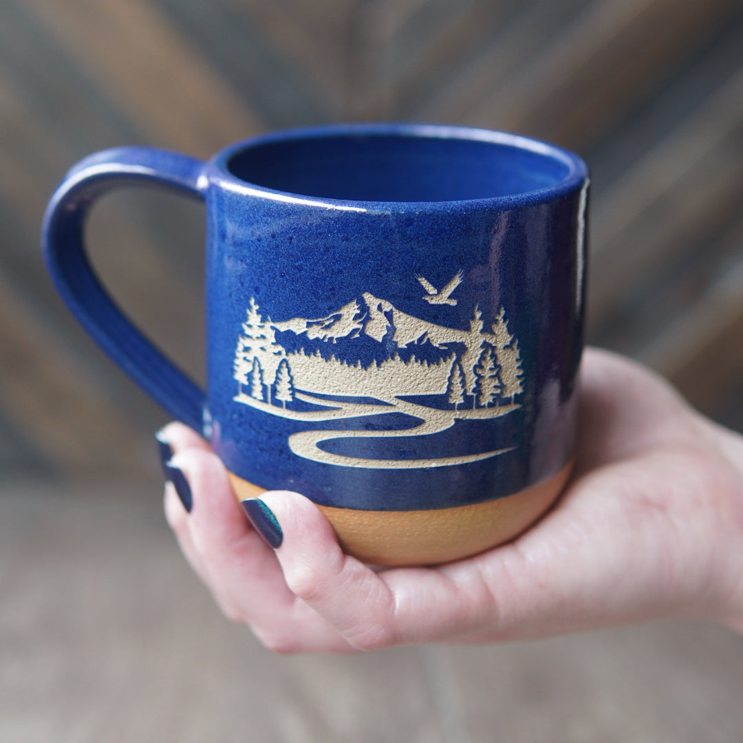 Mount Hood Mug, Farmhouse Style Handmade Pottery