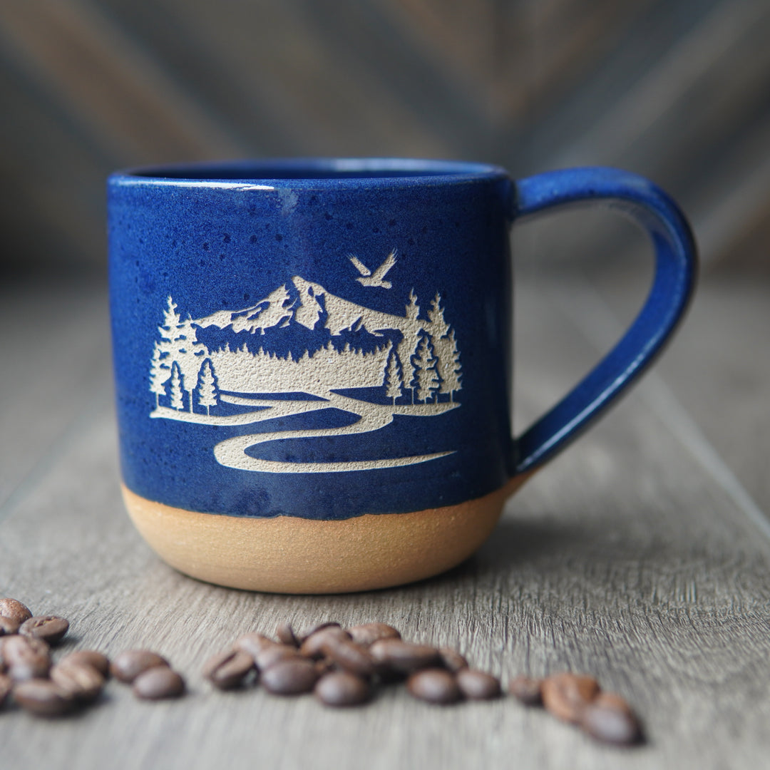 Mount Hood Mug, Farmhouse Style Handmade Pottery