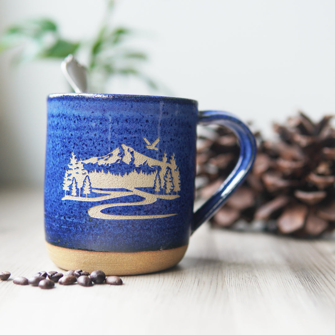 Mount Hood Mug, Farmhouse Style Handmade Pottery