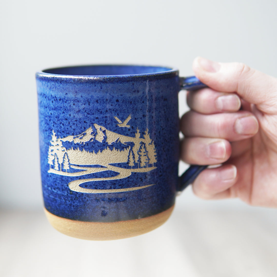 Mount Hood Mug, Farmhouse Style Handmade Pottery