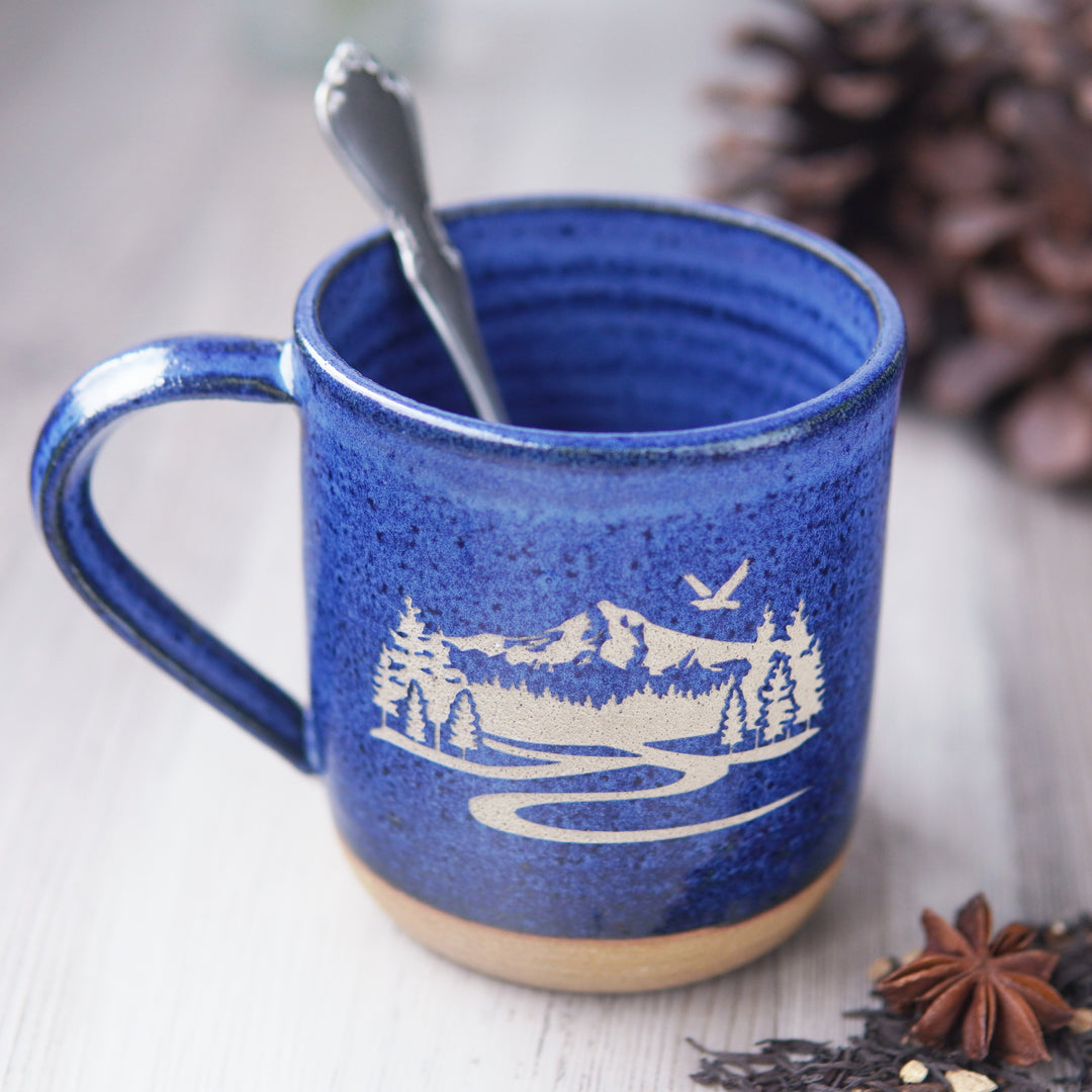 Mount Hood Mug, Farmhouse Style Handmade Pottery