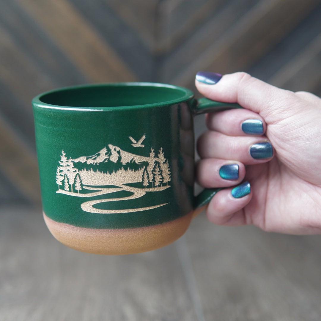 Mount Hood Mug, Farmhouse Style Handmade Pottery