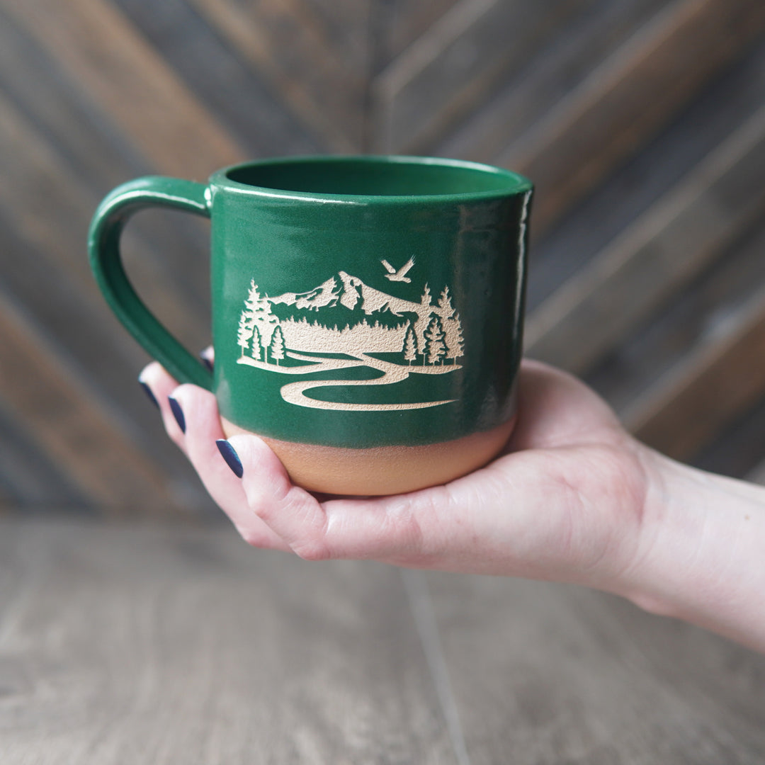 Mount Hood Mug, Farmhouse Style Handmade Pottery