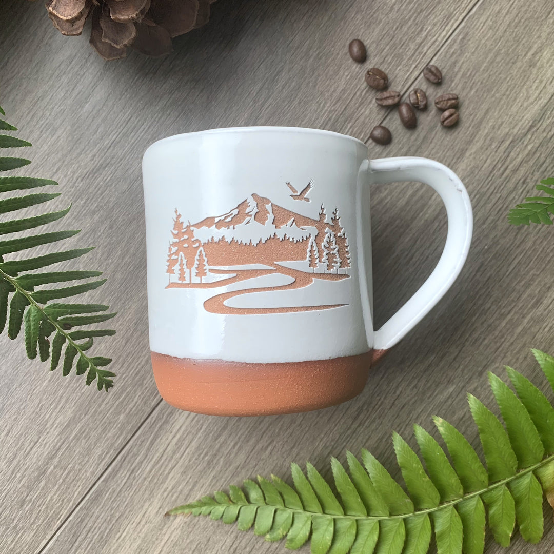 Mount Hood Mug, Farmhouse Style Handmade Pottery