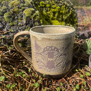 Mushrooms + Ferns Mug, Farmhouse Style Handmade Pottery