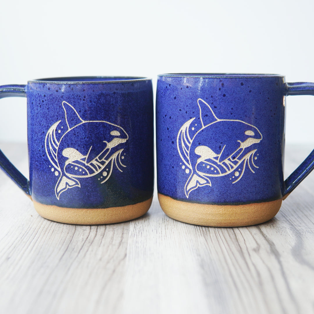 Orca Whale Mug, Farmhouse Style Handmade Pottery