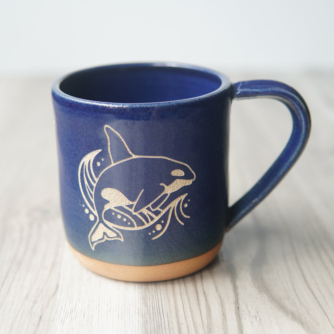 Orca Whale Mug, Farmhouse Style Handmade Pottery