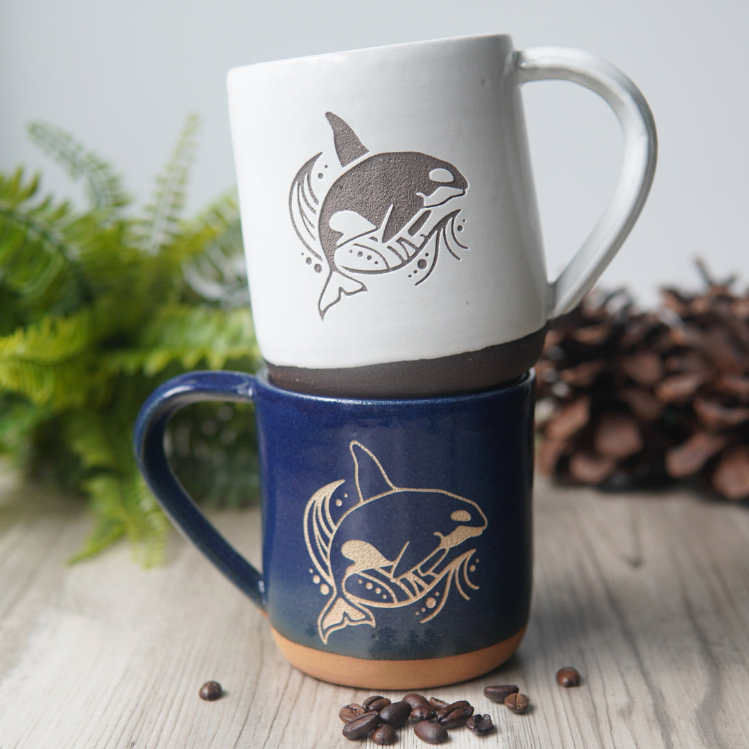 Orca Whale Mug, Farmhouse Style Handmade Pottery