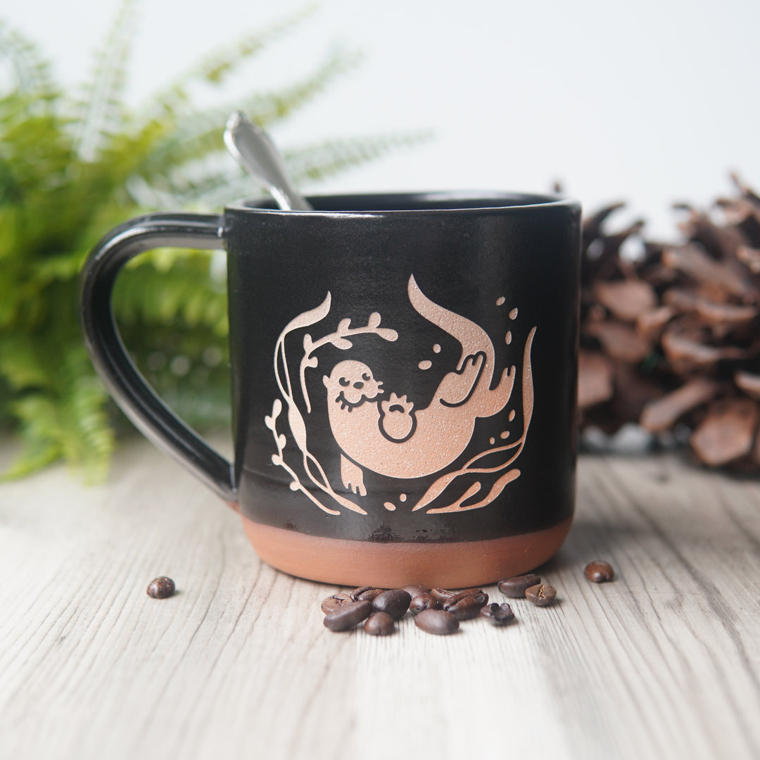 Otter Mug, Farmhouse Style Handmade Pottery