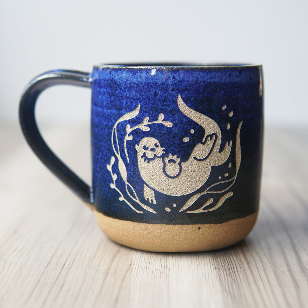 Otter Mug, Farmhouse Style Handmade Pottery