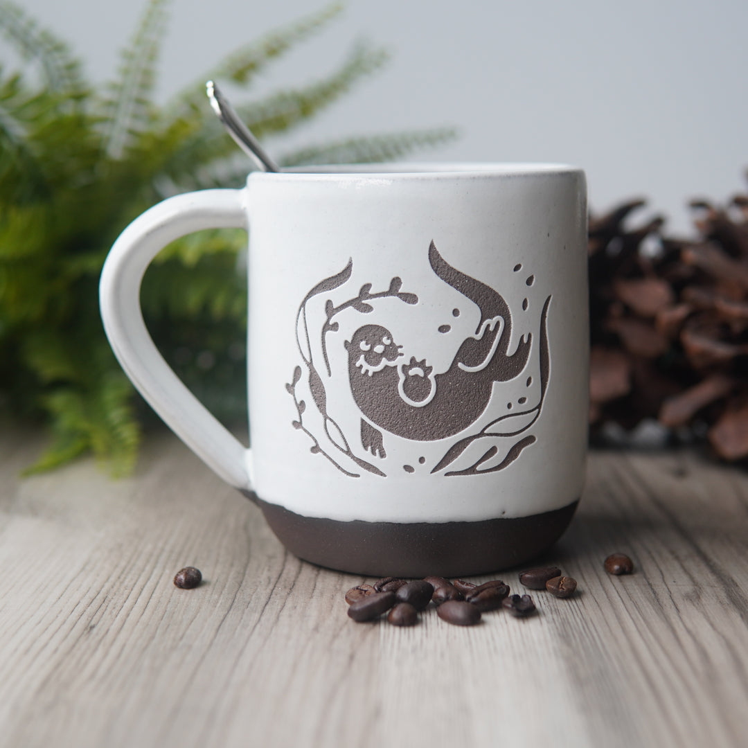 Otter Mug, Farmhouse Style Handmade Pottery