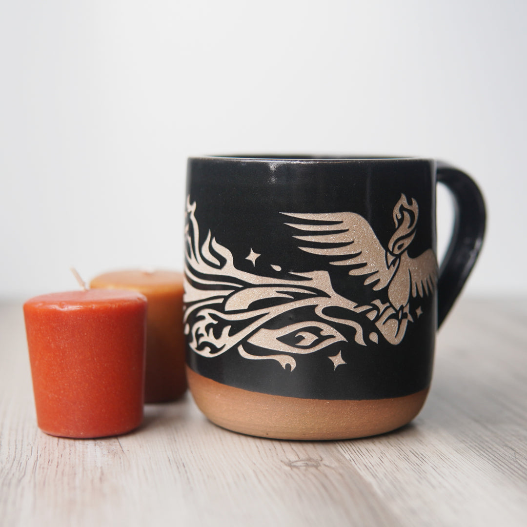 Phoenix Mug, Farmhouse Style Handmade Pottery