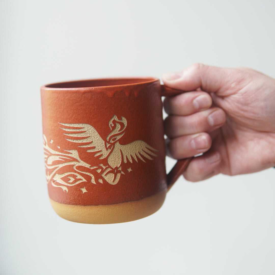 Phoenix Mug, Farmhouse Style Handmade Pottery