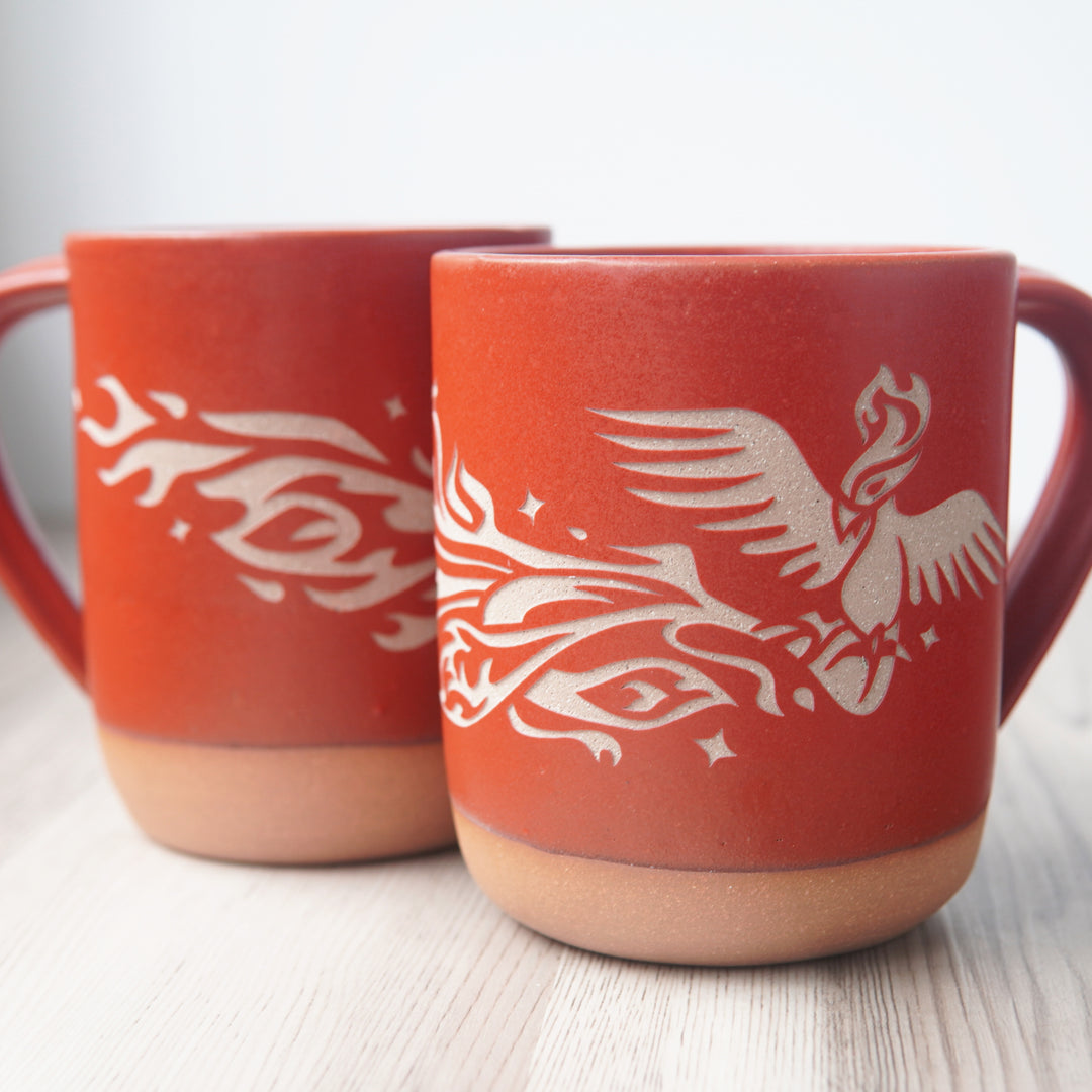 Phoenix Mug, Farmhouse Style Handmade Pottery