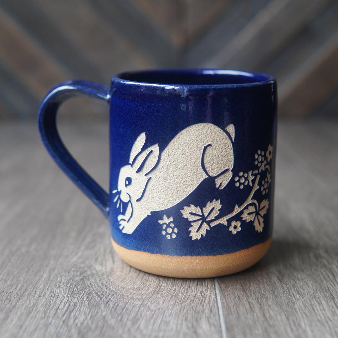 Rabbit Mug, Farmhouse Style Handmade Pottery