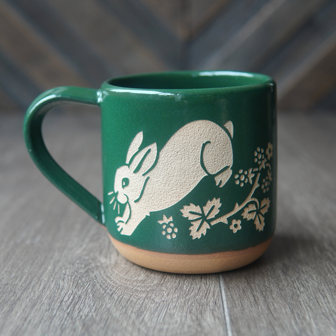 Rabbit Mug, Farmhouse Style Handmade Pottery