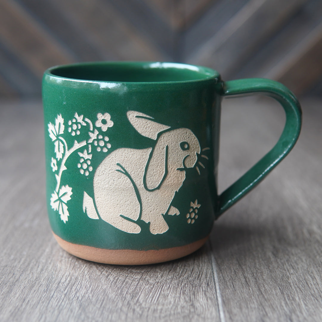 Rabbit Mug, Farmhouse Style Handmade Pottery