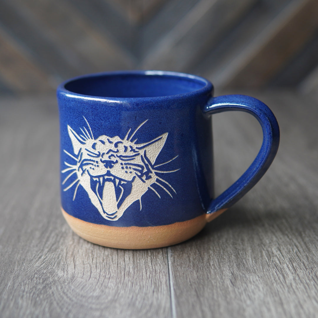 Screaming Cat Mug, Farmhouse Style Handmade Pottery