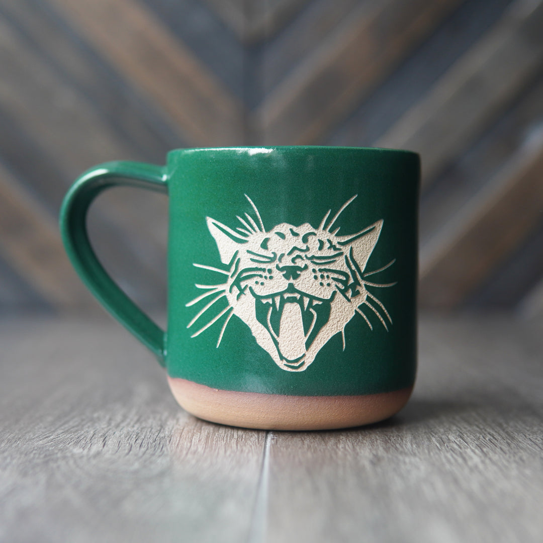 Screaming Cat Mug, Farmhouse Style Handmade Pottery