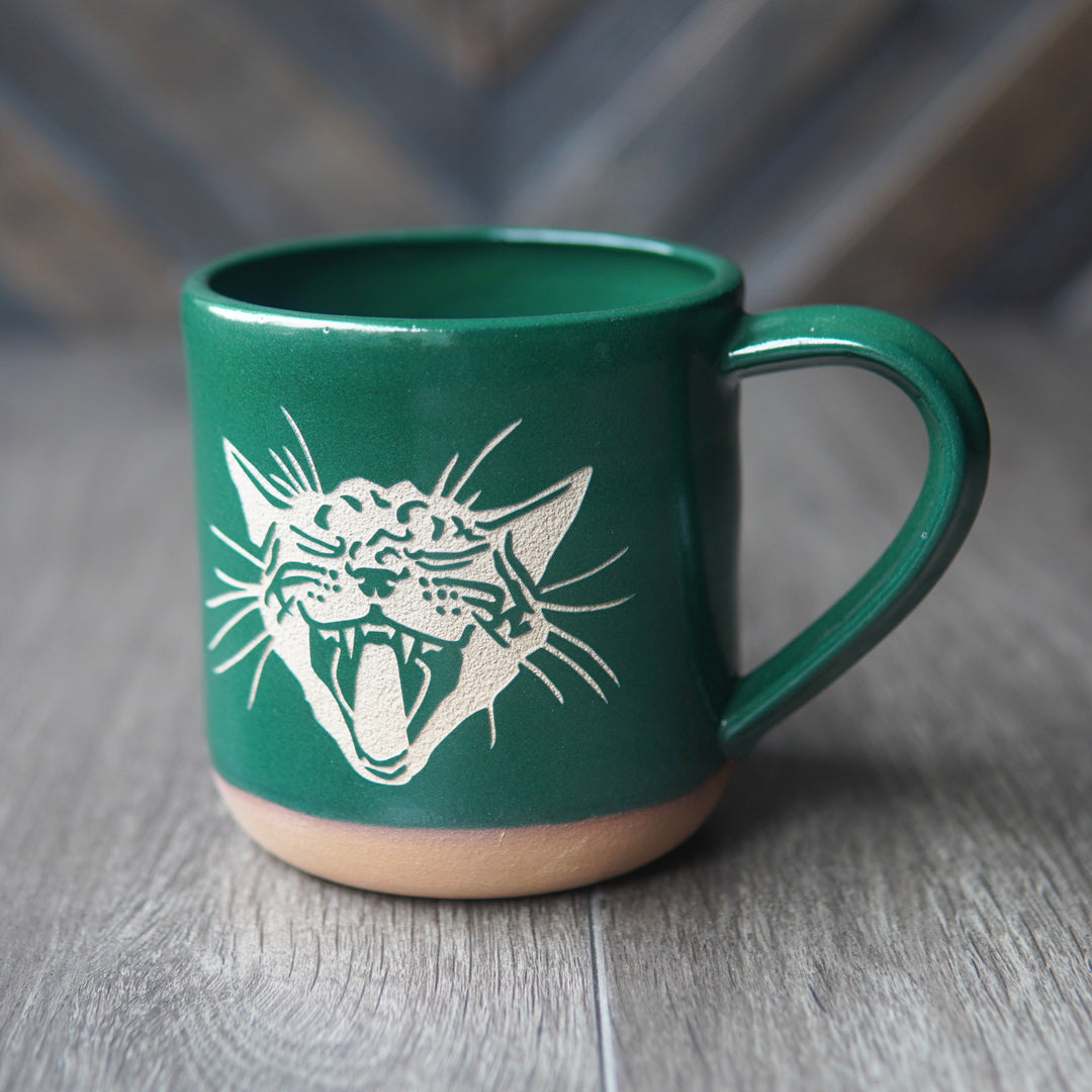 Screaming Cat Mug, Farmhouse Style Handmade Pottery