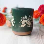 Snakes + Roses Mug, Farmhouse Style Handmade Pottery