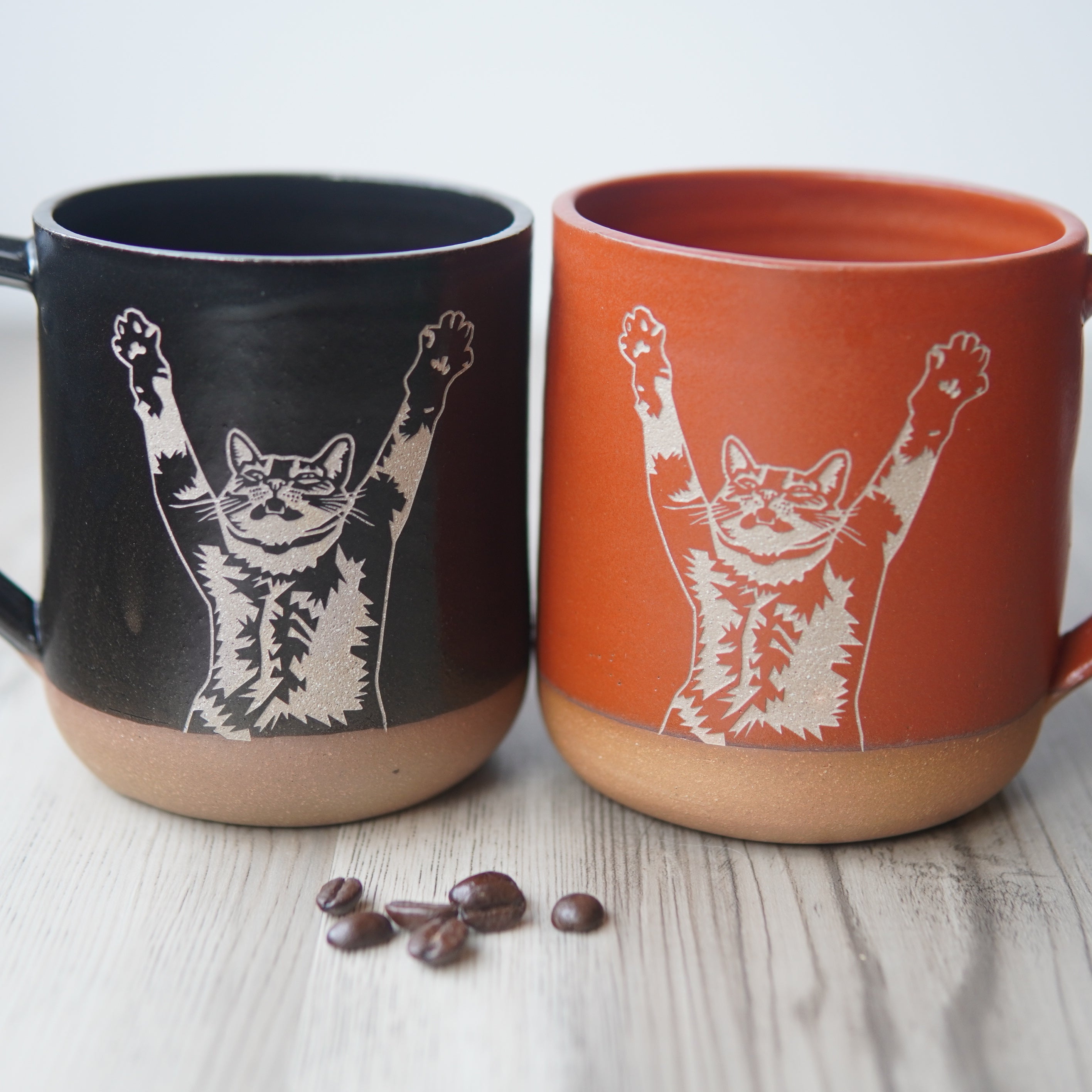 mugs engraved with cat designs