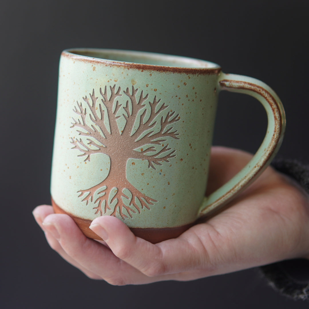 Tree of Life Mug, Farmhouse Style Handmade Pottery