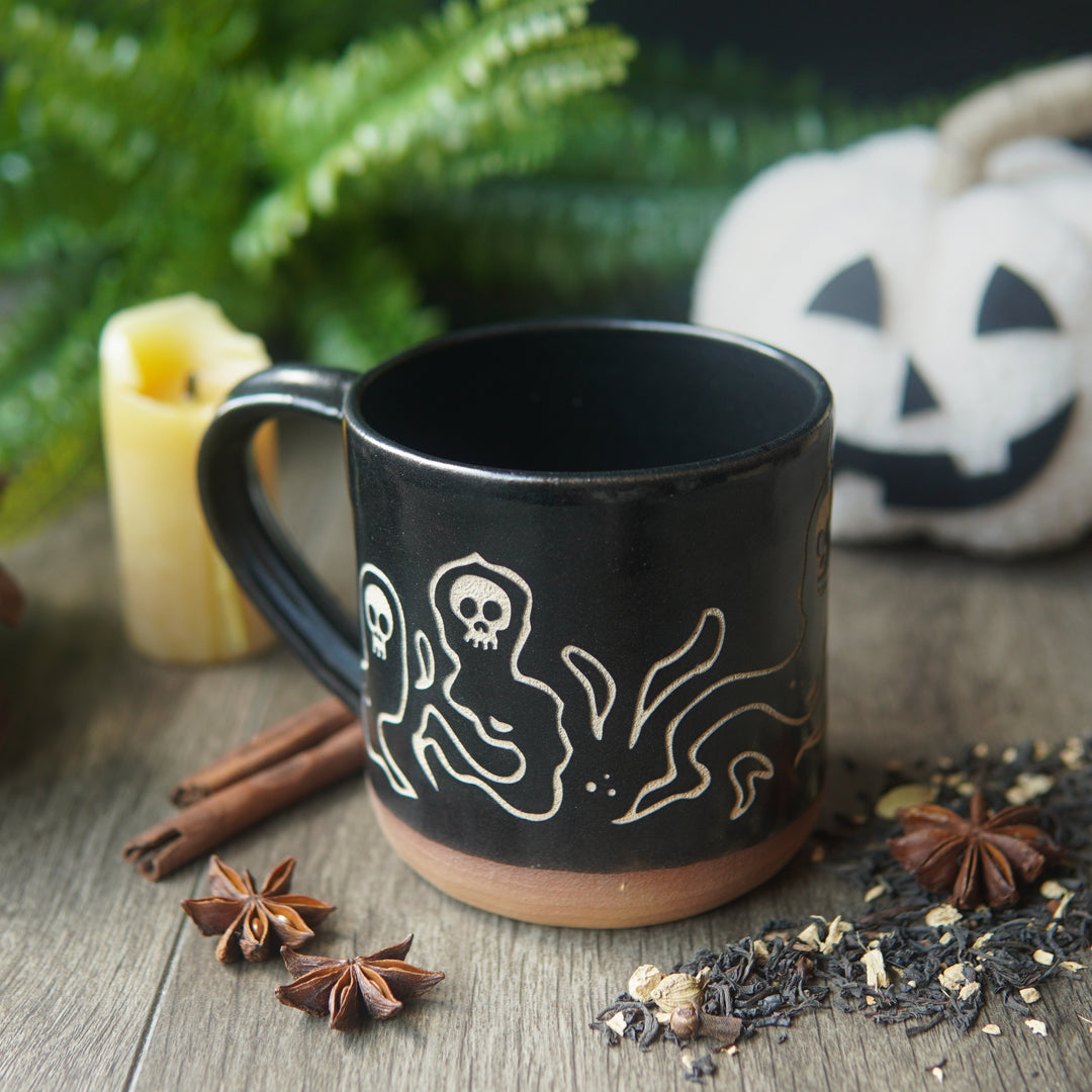 Wraith Mug, Farmhouse Style Spooky Ghost Pottery