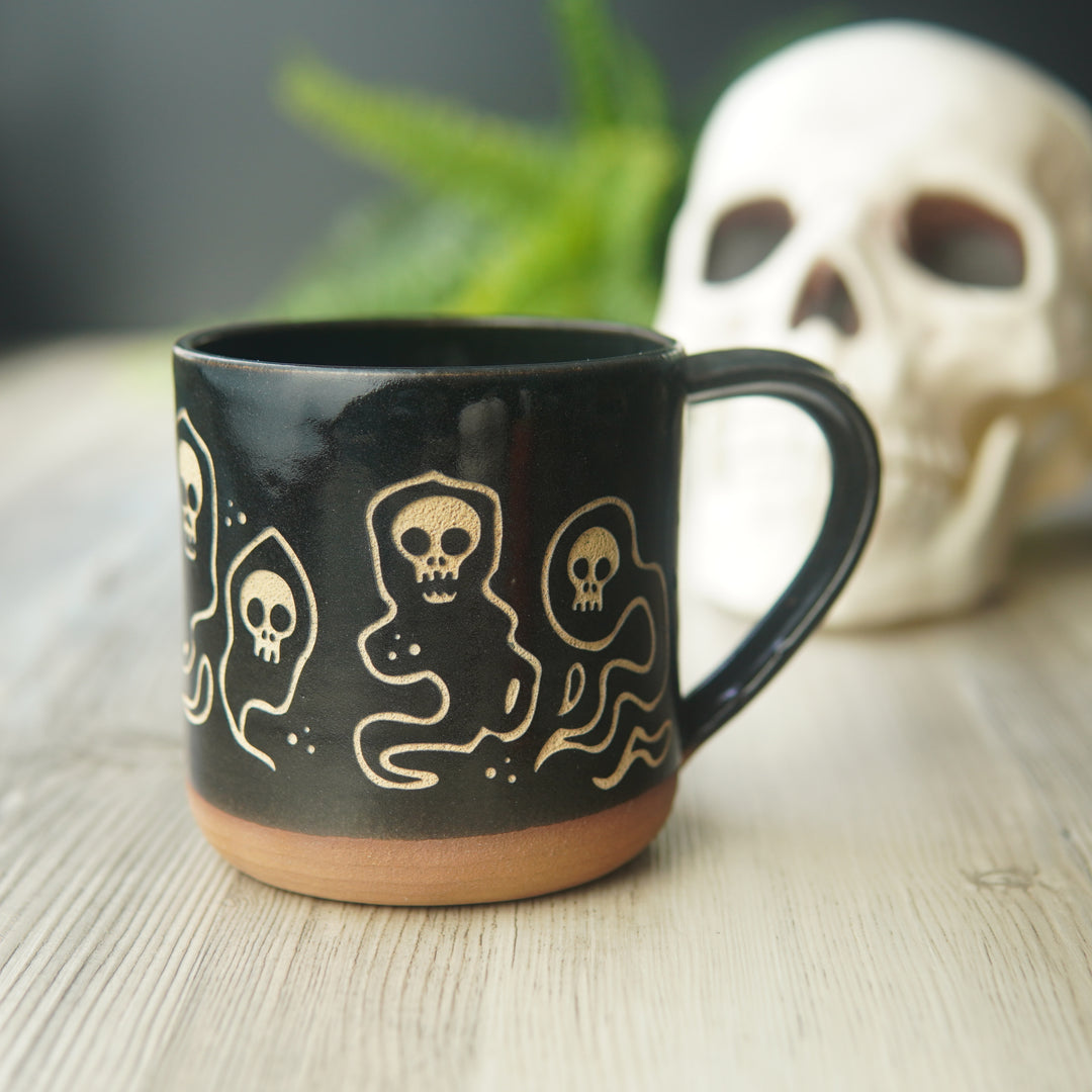 Wraith Mug, Farmhouse Style Spooky Ghost Pottery