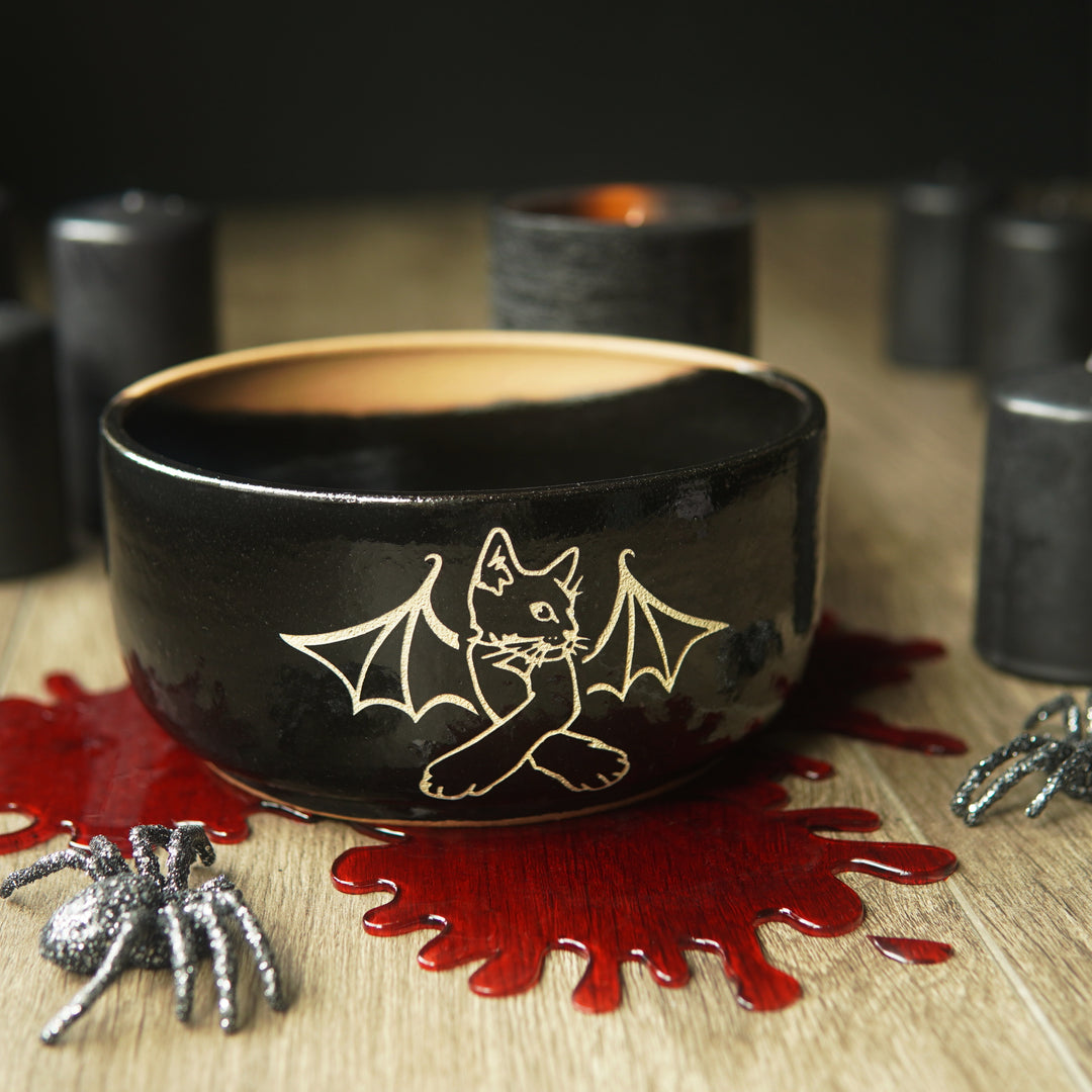 Cat Bat Bowl, Farmhouse Style Handmade Pottery