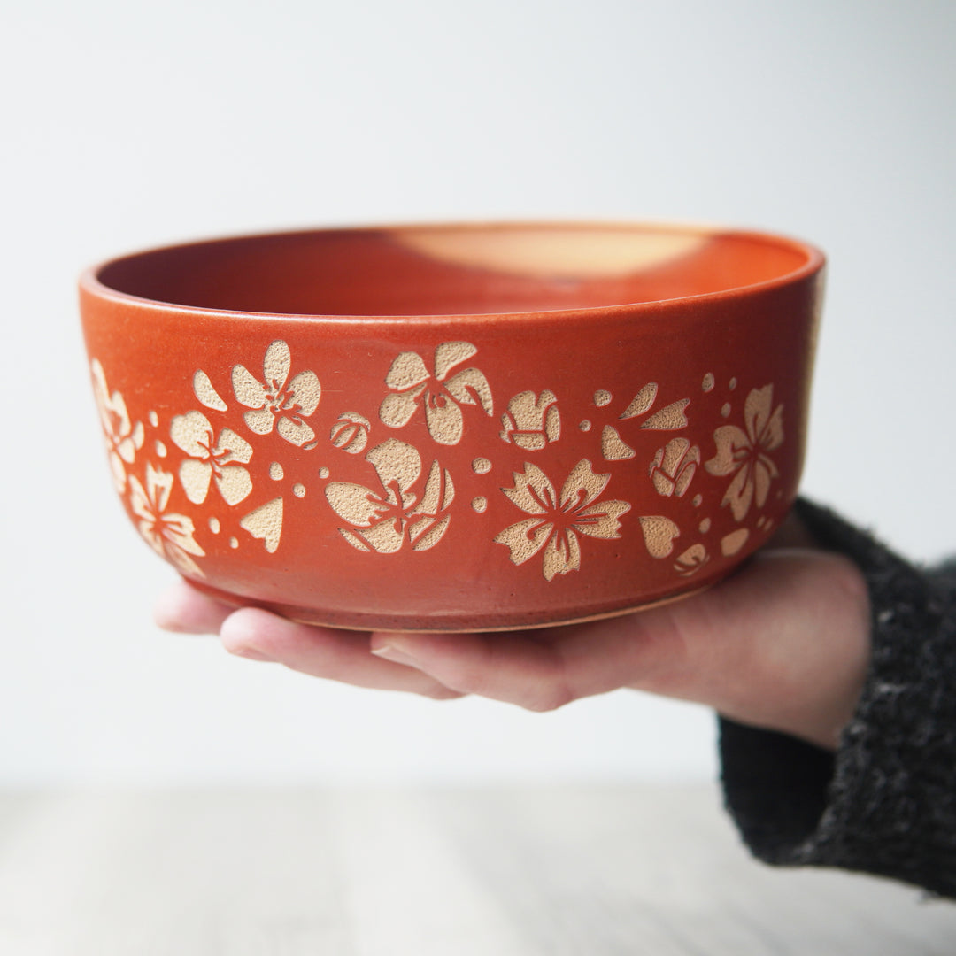 Cherry Blossom Bowl, Farmhouse Style Handmade Pottery