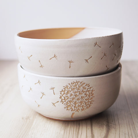 Dandelion Bowl - Farmhouse Style Handmade Pottery