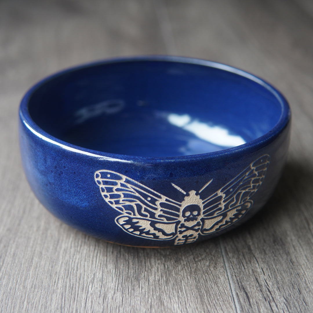 Deaths Head Hawk Moth Bowl, Farmhouse Style Handmade Pottery