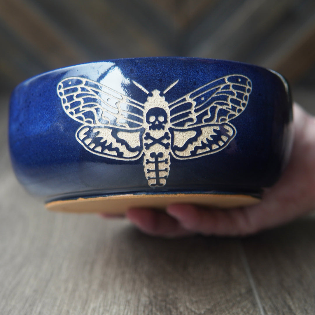 Deaths Head Hawk Moth Bowl, Farmhouse Style Handmade Pottery