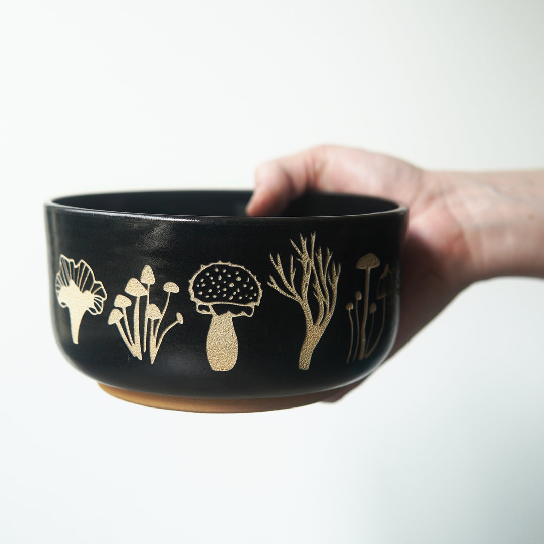 Mushroom Ramen Bowl, Farmhouse Style Handmade Pottery