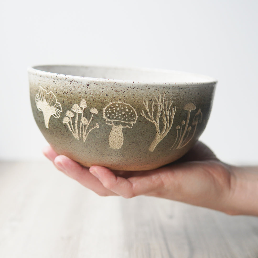 Mushroom Ramen Bowl, Introvert Collection Handmade Pottery