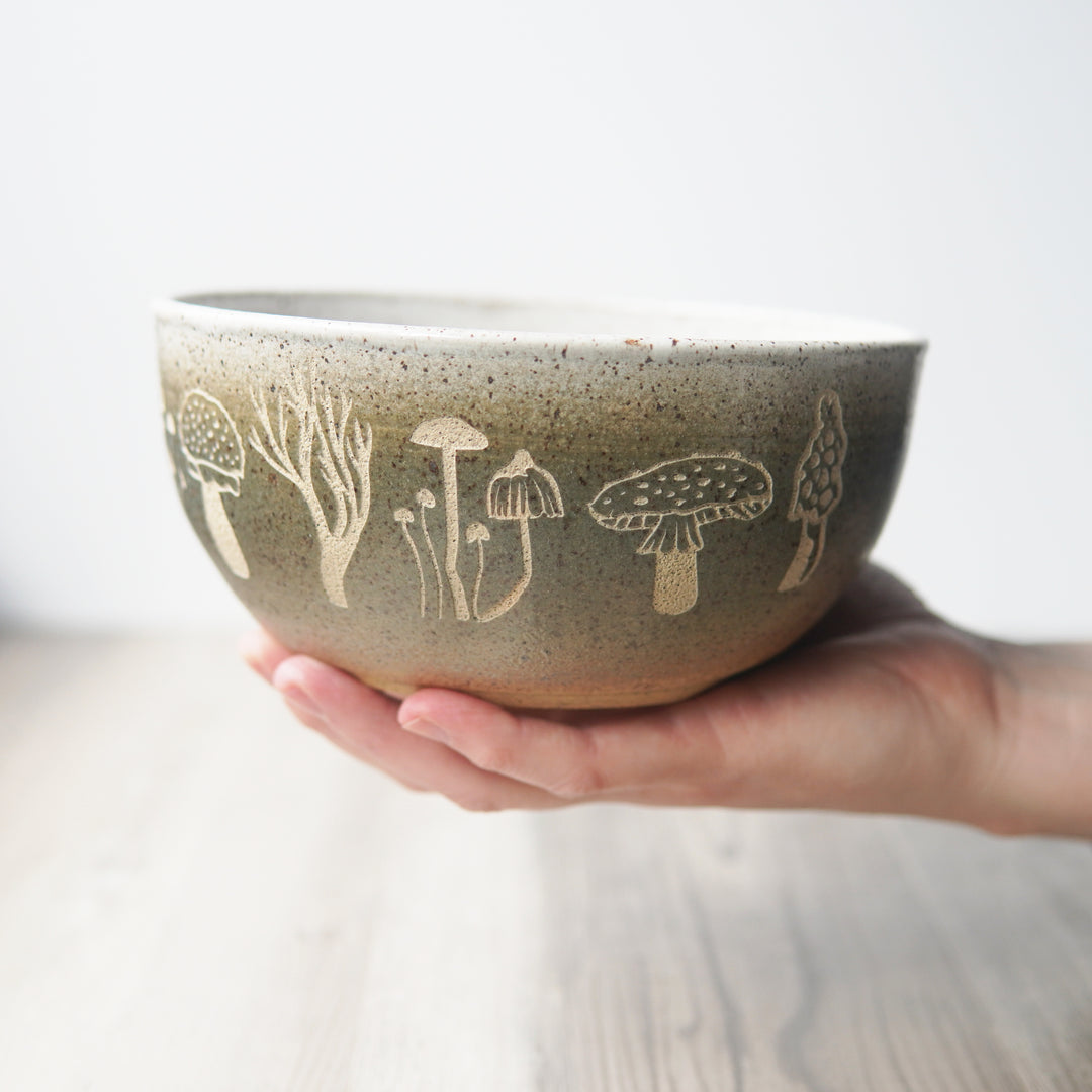 Mushroom Ramen Bowl, Introvert Collection Handmade Pottery