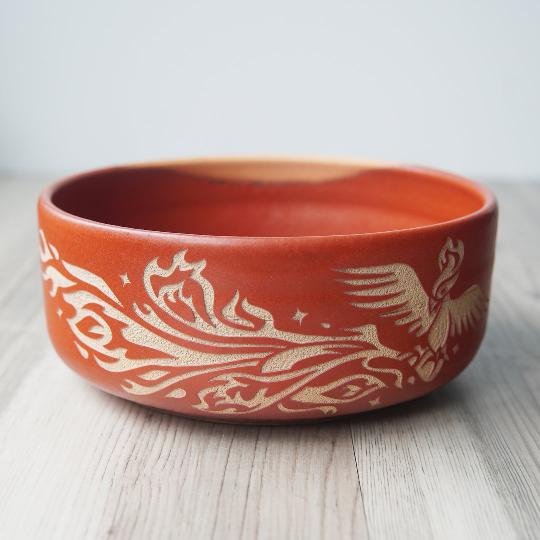 Phoenix Bird Bowl, Farmhouse Style Handmade Pottery