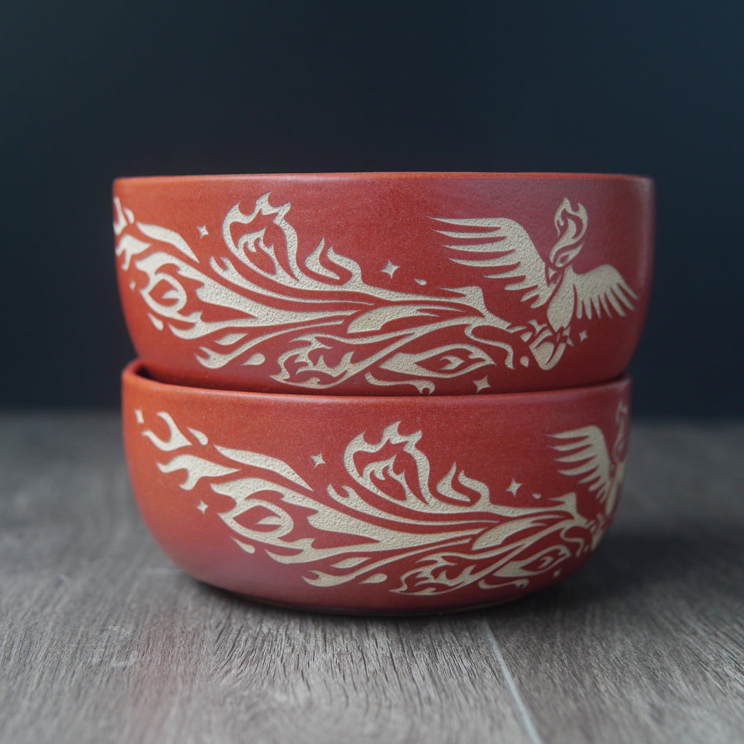 Phoenix Bird Bowl, Farmhouse Style Handmade Pottery