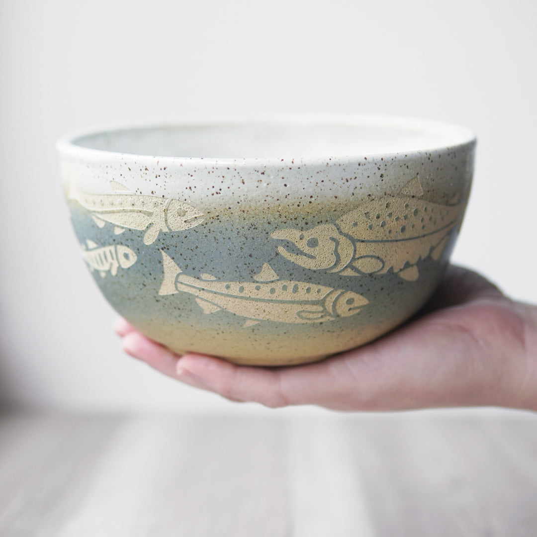 Salmon Ramen Bowl, Introvert Collection Handmade Pottery