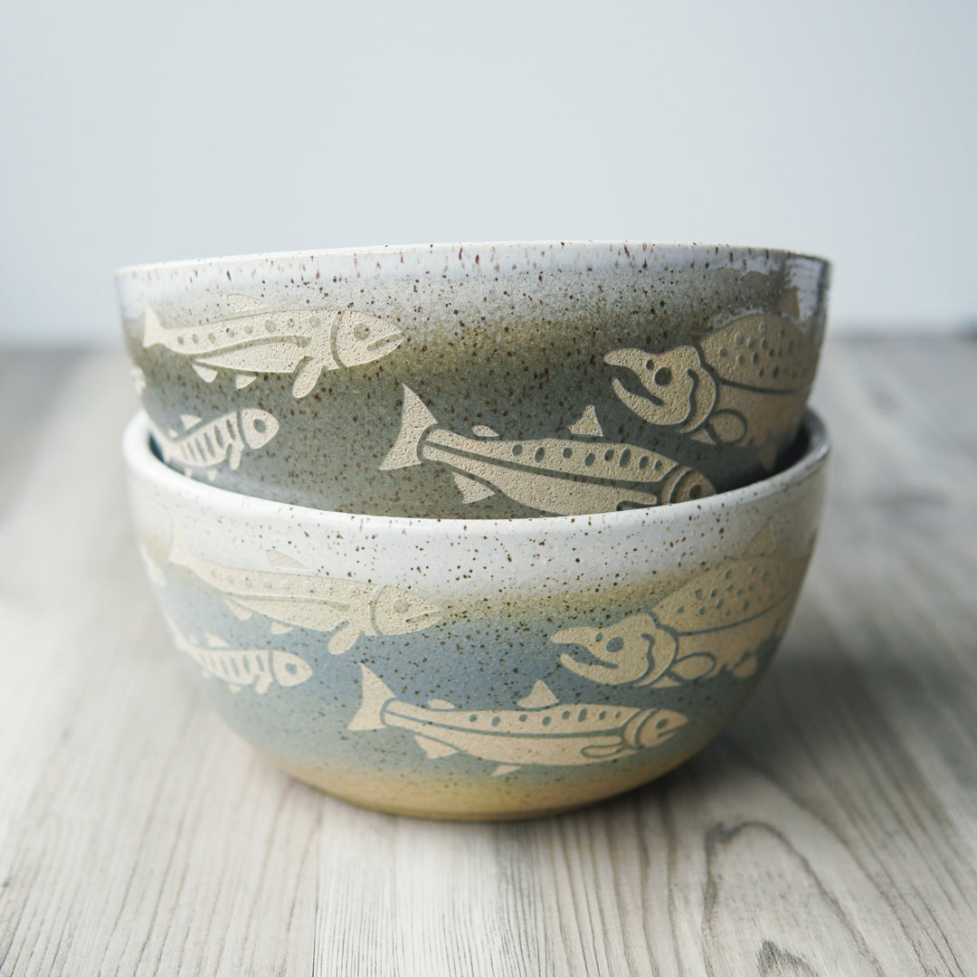 Salmon Ramen Bowl, Introvert Collection Handmade Pottery