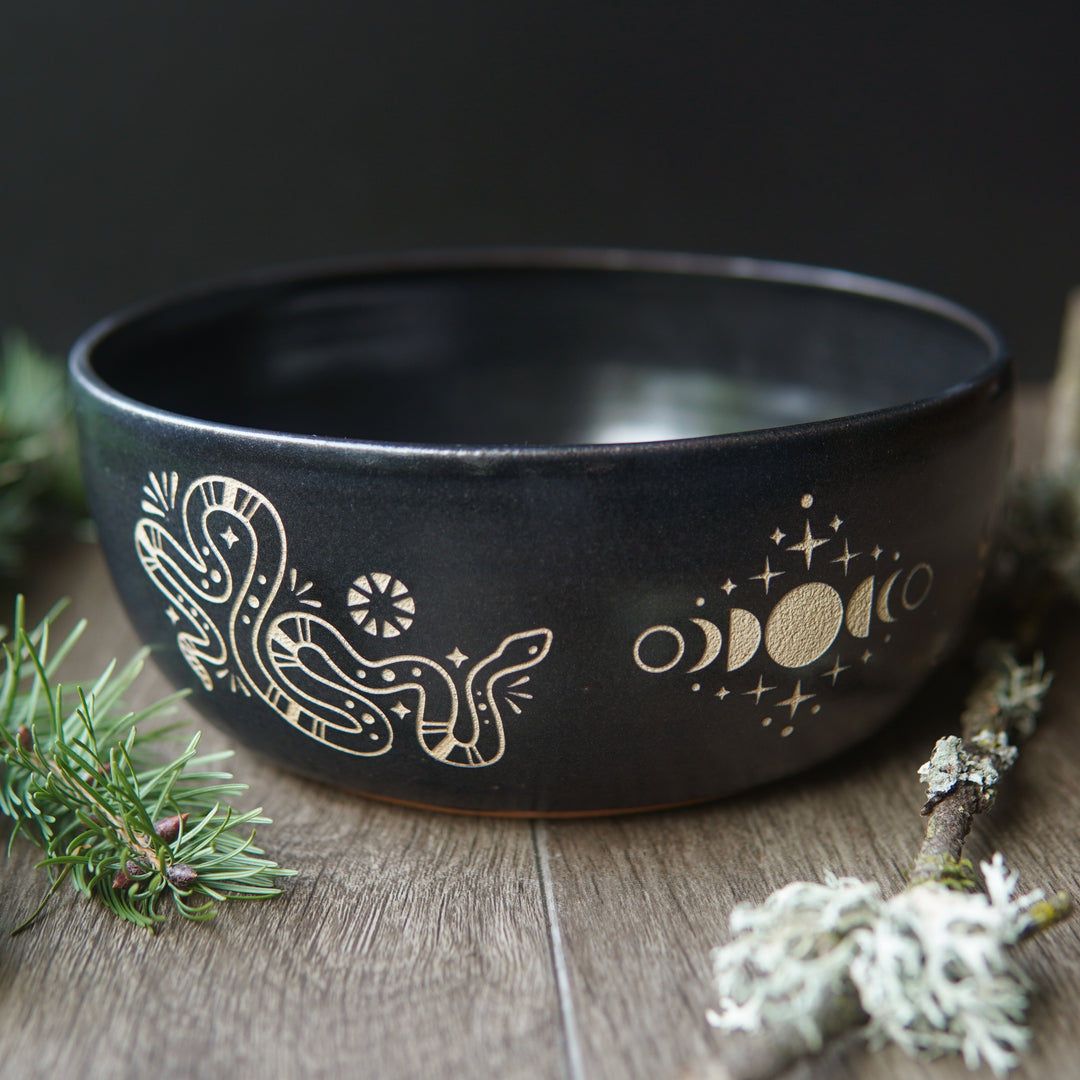 Lunar Snake Bowl, Handmade Pottery