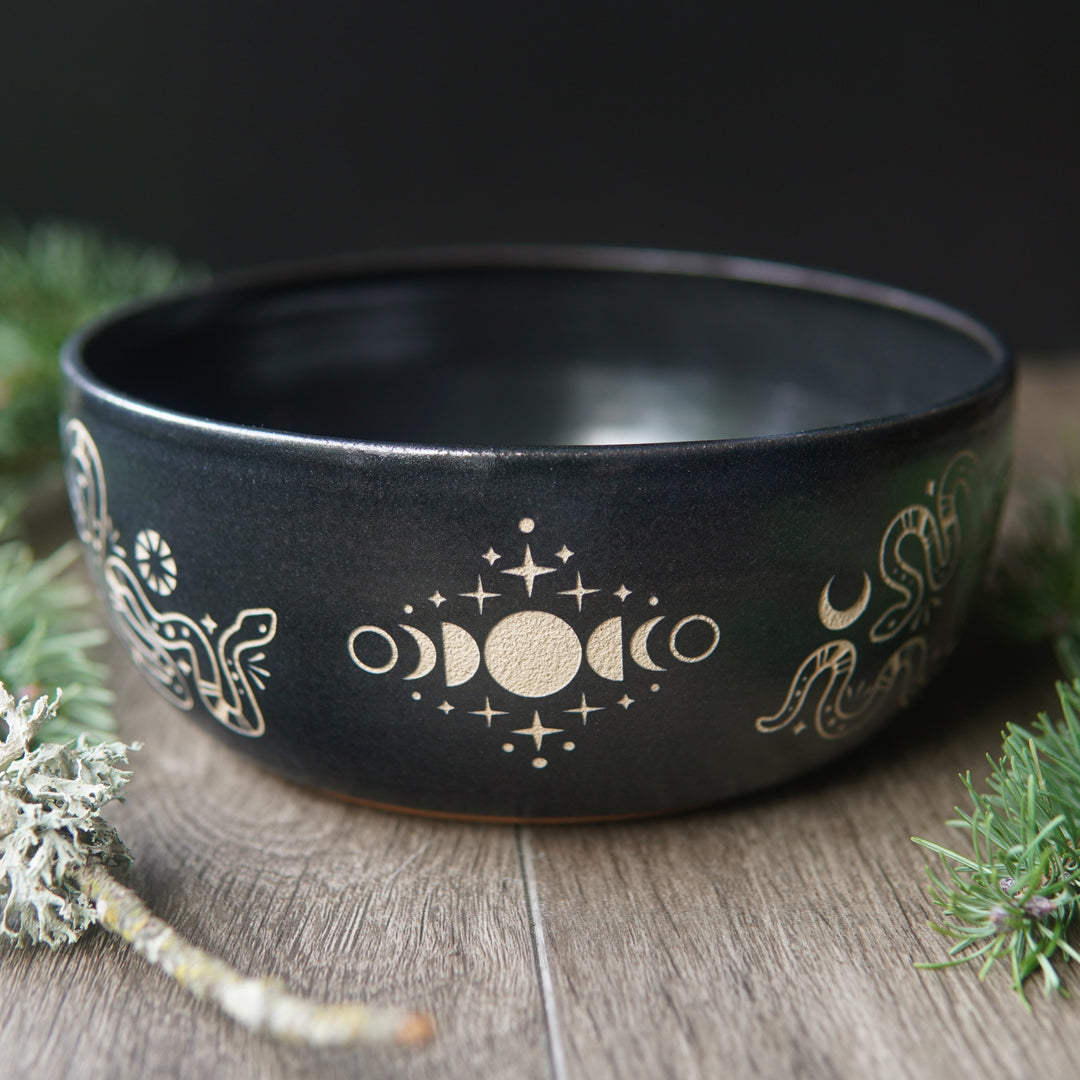 Lunar Snake Bowl, Handmade Pottery