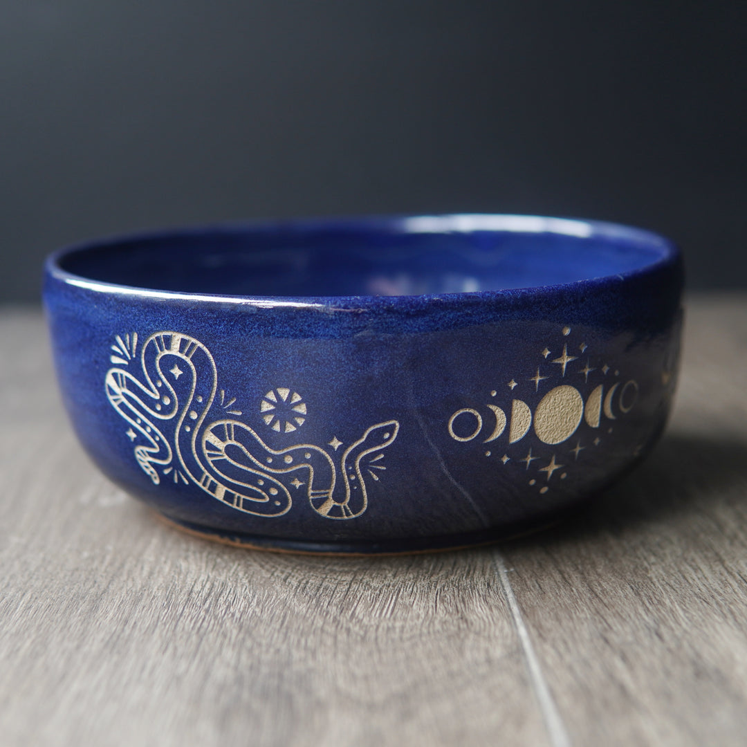 Lunar Snake Bowl, Handmade Pottery