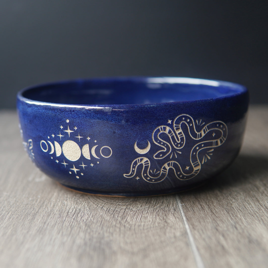 Lunar Snake Bowl, Handmade Pottery