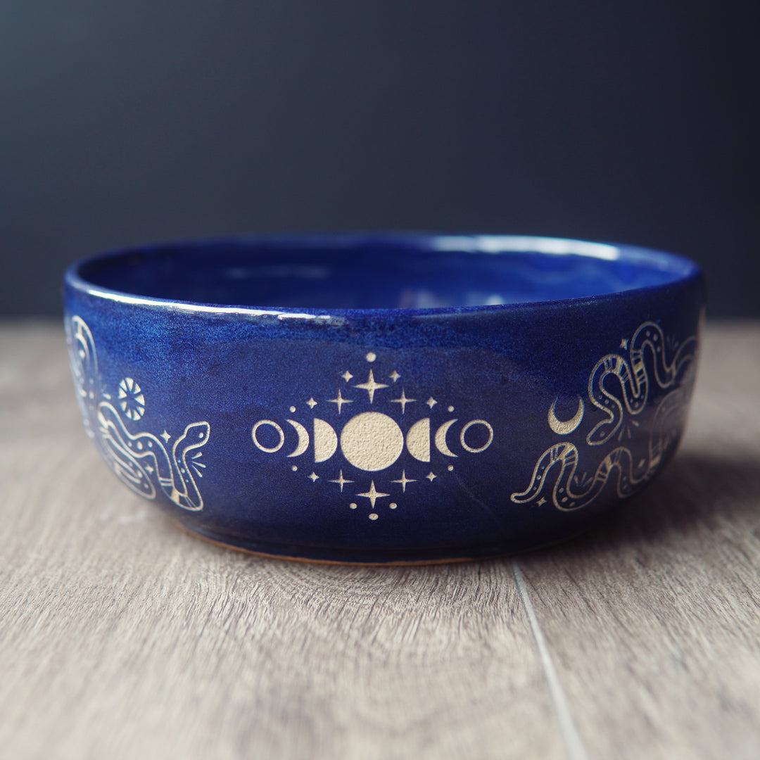 Lunar Snake Bowl, Handmade Pottery
